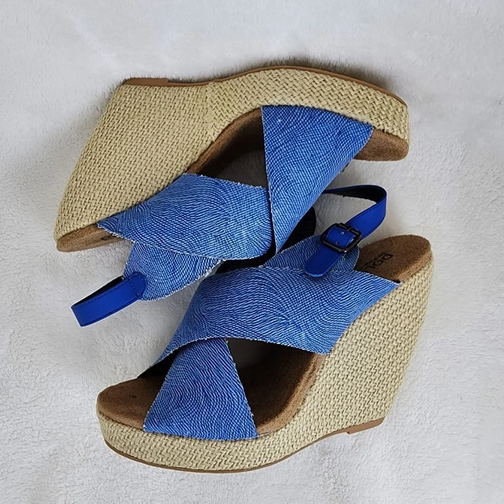 Dolce By Mojo Moxy Sunset Navy Denim Strappy Slingback Platform Sandals 9M Y2K